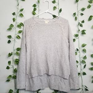 Sundance Cross Stitch Accent Womens Crew Neck SM Hi Low Pullover Sweater